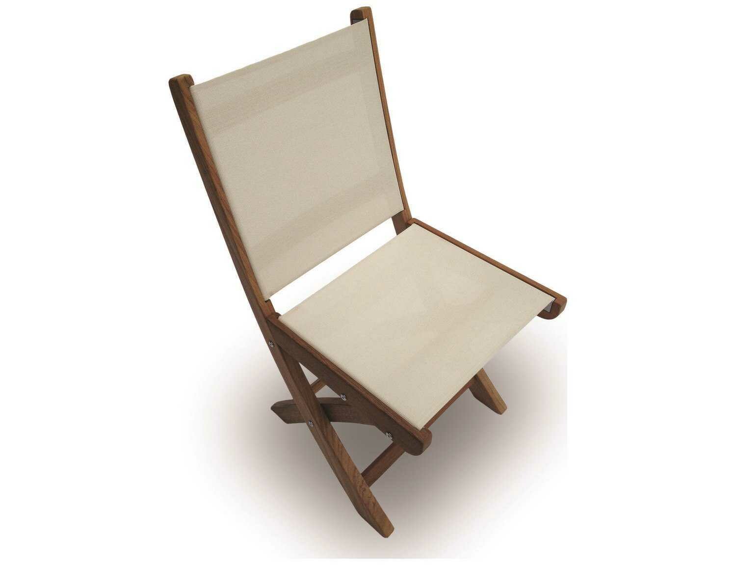 Royal Teak Collection Sailmate White Sling Folding Dining Side Chair