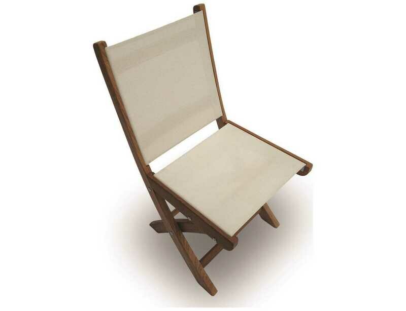 Royal Teak Collection Sailmate White Sling Folding Dining Side Chair Royal Teak Collection Sailmate White Sling Folding Dining Side Chair
