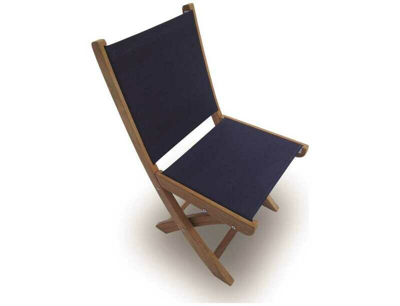 Royal Teak Collection Sailmate Navy Sling Folding Dining Side Chair