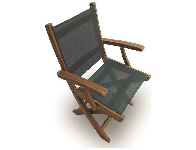 Royal Teak Collection Sailmate Moss Sling Folding Dining Arm Chair