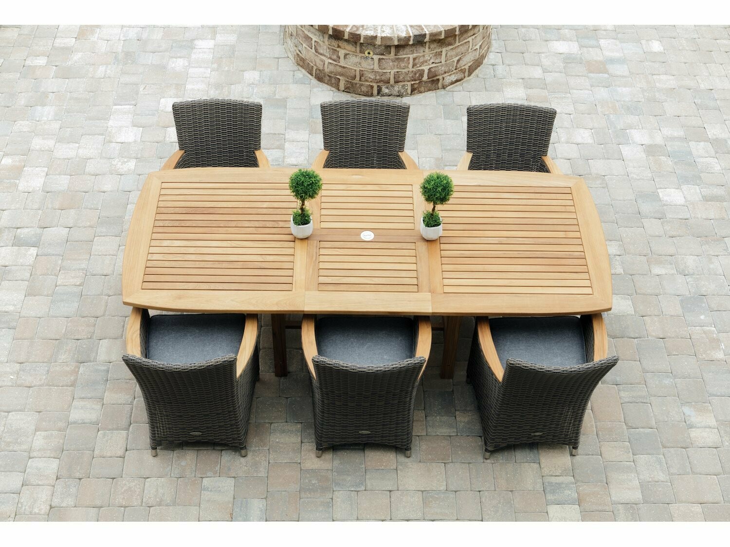 Royal Teak Collection Helena Wicker Dining Set