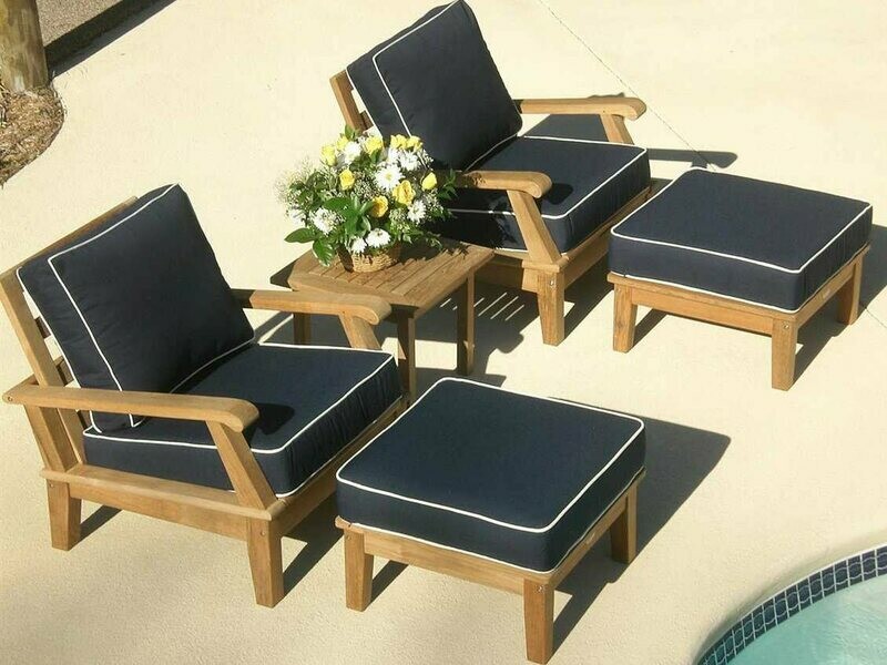 Royal Teak Collection Miami Pool Cushion Lounge Set Royal Teak Collection Miami Pool Cushion Lounge Set