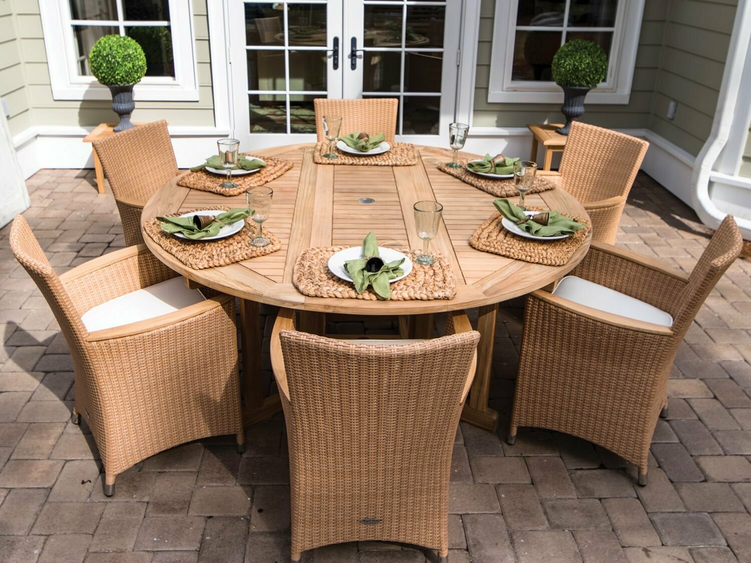 Royal Teak Collection Helena Wicker Dining Set