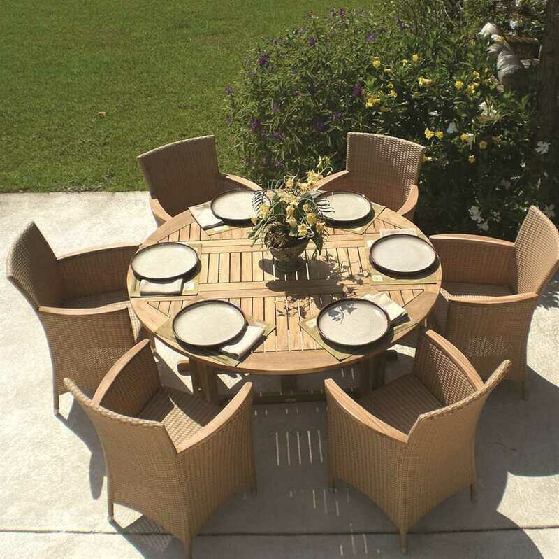 Royal Teak Helena Wicker Cushion Honey Dining Set Royal Teak Helena Wicker Cushion Honey Dining Set