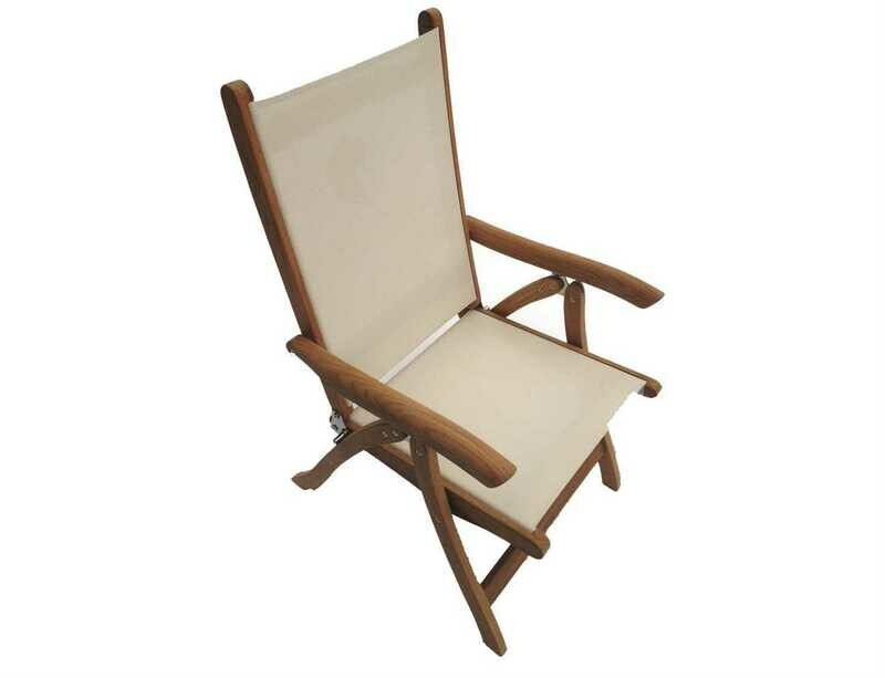 Royal Teak Collection Florida White Sling Adjustable Folding Dining Arm Chair Royal Teak Collection Florida White Sling Adjustable Folding Dining Arm Chair