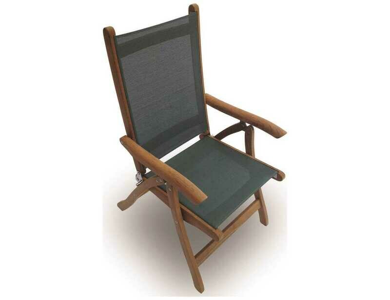 Royal Teak Collection Florida Moss Sling Adjustable Folding Dining Arm Chair