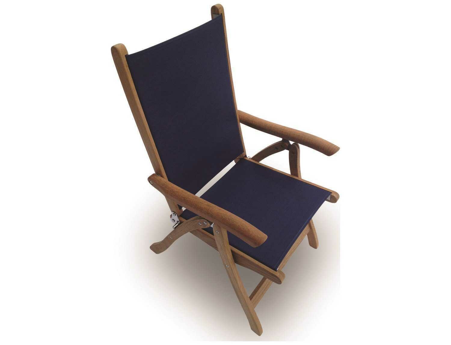 Royal Teak Collection Florida Navy Sling Adjustable Folding Dining Arm Chair