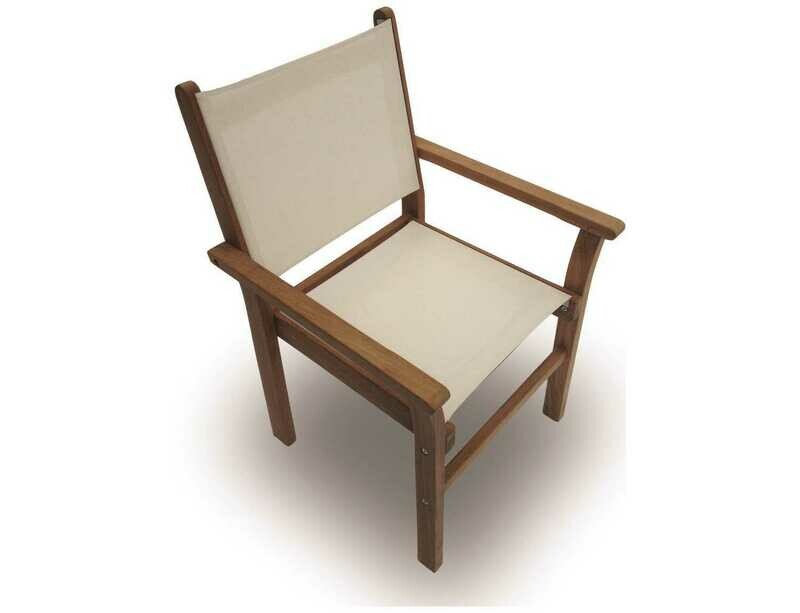 Royal Teak Collection Captiva White Sling Stackable Dining Arm Chair Royal Teak Collection Captiva White Sling Stackable Dining Arm Chair
