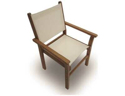 Royal Teak Collection Captiva White Sling Stackable Dining Arm Chair