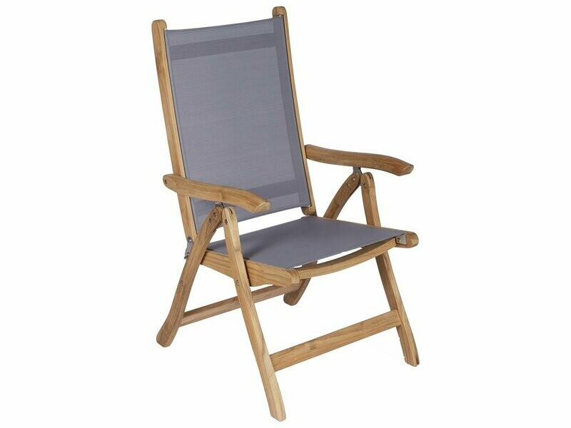Royal Teak Collection Florida Gray Sling Adjustable Folding Dining Arm Chair Royal Teak Collection Florida Gray Sling Adjustable Folding Dining Arm Chair