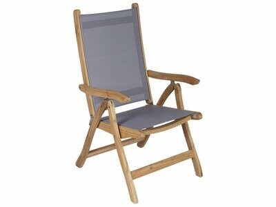 Royal Teak Collection Florida Gray Sling Adjustable Folding Dining Arm Chair