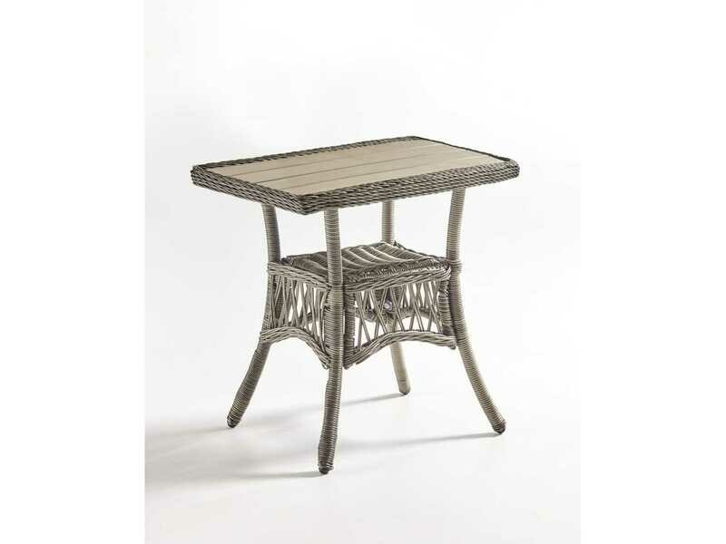 South Sea Rattan Westbay Wicker Slate 24''W x 20''D Rectangular Poly Top End Table