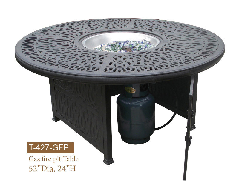 GFP Collection Round Gas Fire Pit Chat Table W/ Burner