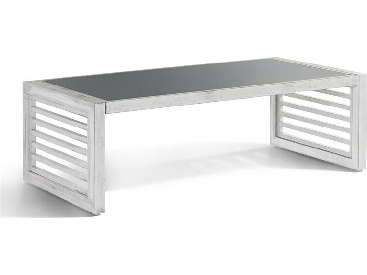 South Sea Rattan Veda Aluminum Soft White 52''W x 26''D Rectangular Coffee Table South Sea Rattan Veda Aluminum Soft White 52''W x 26''D Rectangular Coffee Table