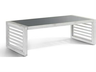 South Sea Rattan Veda Aluminum Soft White 52''W x 26''D Rectangular Coffee Table