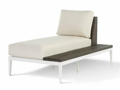 South Sea Rattan Stevie Wicker Chaise Lounge with Right Side Facing Table
