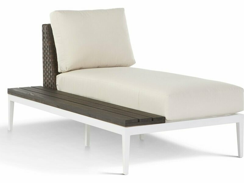 South Sea Rattan Stevie Wicker Chaise Lounge with Left Side Facing Table