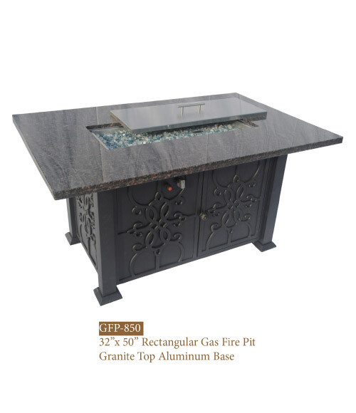 Hanover Collection Rectangular Gas Fire Pit/ Granite Top