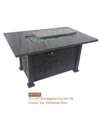 Hanover Collection Rectangular Gas Fire Pit/ Granite Top