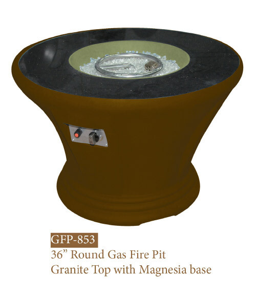 GFP Collection Round Gas Fire Pit w/ Granite Top and Magnesium Base 36
