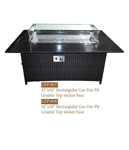 Gas Fire Pit w/ Granite Top/Wicker Base Gas Fire Pit w/ Granite Top/Wicker Base