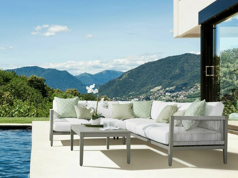 South Sea Rattan Nicole Aluminum Greystone Sectional Lounge Set South Sea Rattan Nicole Aluminum Greystone Sectional Lounge Set