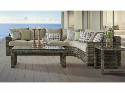 South Sea Rattan New Java Wicker Sandstone Sectional Lounge Set