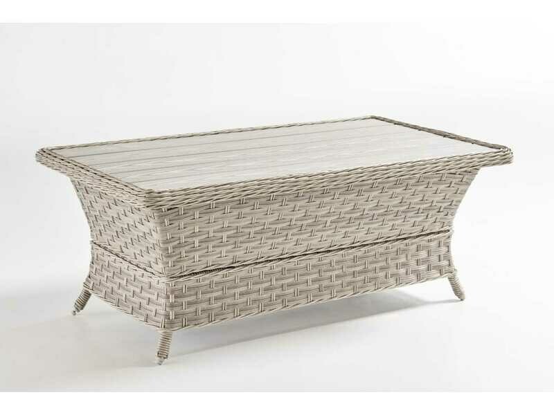 South Sea Rattan Mayfair Wicker Pebble 42''W x 24''D Rectangular Poly Top Coffee Table South Sea Rattan Mayfair Wicker Pebble 42''W x 24''D Rectangular Poly Top Coffee Table