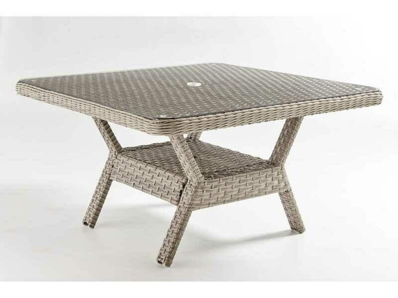 South Sea Rattan Mayfair Wicker Pebble 48&#39;&#39; Wide Square Glass Top Dining Chat Table