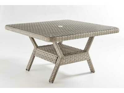 South Sea Rattan Mayfair Wicker Pebble 48'' Wide Square Glass Top Dining Chat Table