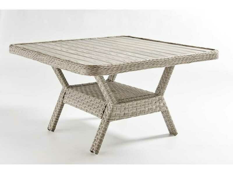 South Sea Rattan Mayfair Wicker Pebble 48&#39;&#39; Wide Square Poly Top Dining Chat Table