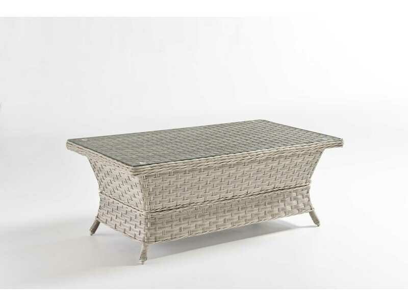 South Sea Rattan Mayfair Wicker Pebble 42''W x 24''D Rectangular Glass Top Coffee Table South Sea Rattan Mayfair Wicker Pebble 42''W x 24''D Rectangular Glass Top Coffee Table