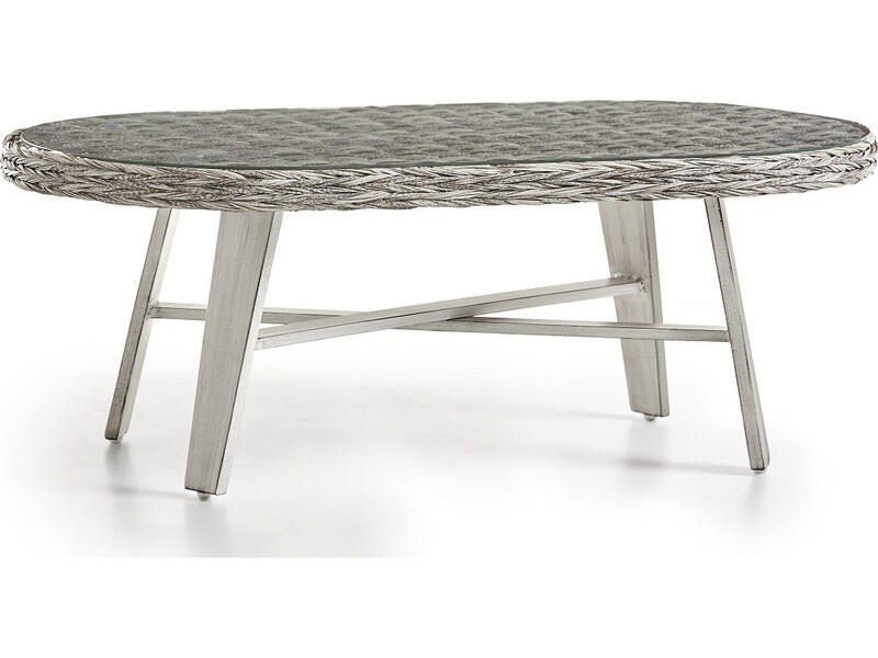 South Sea Rattan Grand Isle Wicker 48''W x 24''D Oval Glass Top Coffee Table South Sea Rattan Grand Isle Wicker 48''W x 24''D Oval Glass Top Coffee Table