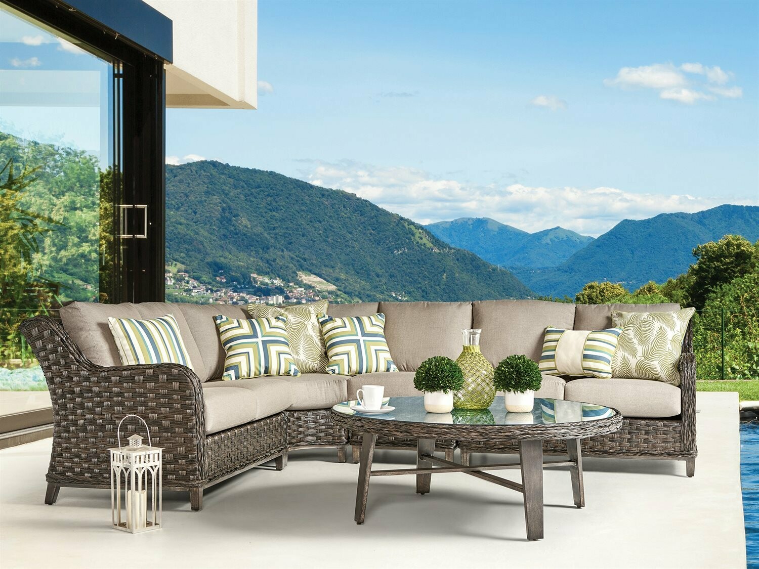 South Sea Rattan Grand Isle Wicker Sectional Lounge Set