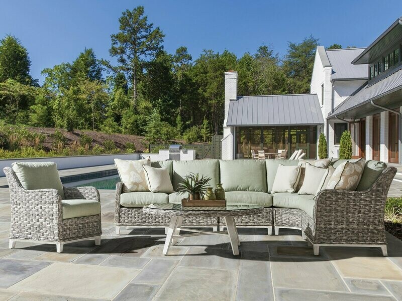 South Sea Rattan Grand Isle Wicker Sectional Lounge Set South Sea Rattan Grand Isle Wicker Sectional Lounge Set