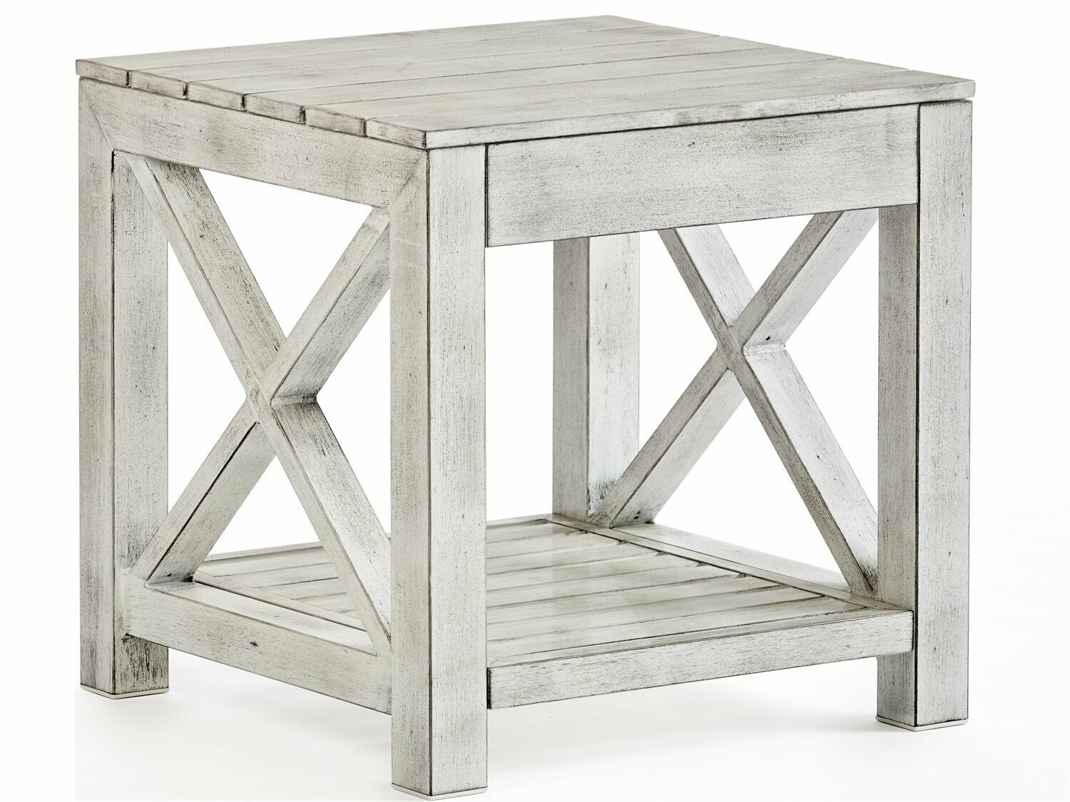 South Sea Rattan Farlowe Aluminum Brushed White 23'' Wide Square End Table
