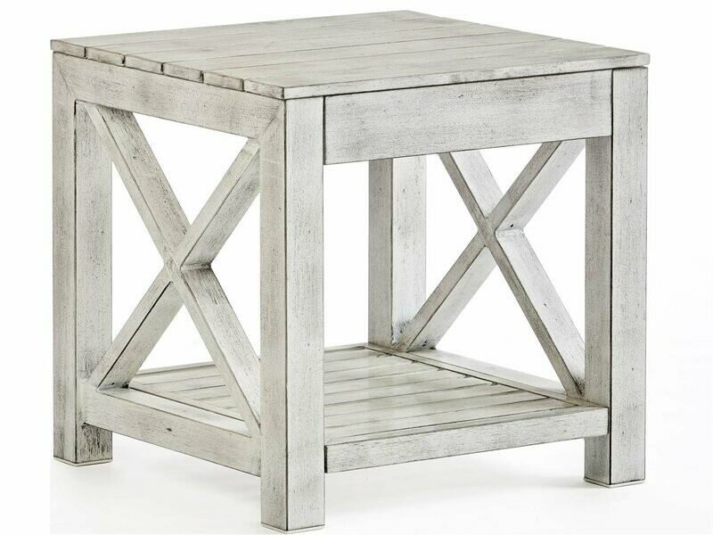 South Sea Rattan Farlowe Aluminum Brushed White 23'' Wide Square End Table South Sea Rattan Farlowe Aluminum Brushed White 23'' Wide Square End Table