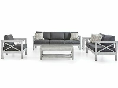 South Sea Rattan Farlowe Aluminum Brushed White Lounge Set