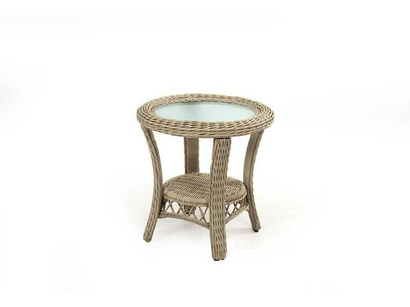South Sea Rattan Arcadia Wicker Driftwood 23'' Wide Round End Table
