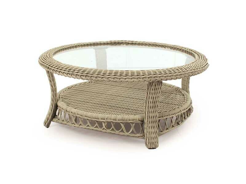 South Sea Rattan Arcadia Wicker Driftwood 38'' Wide Round Coffee Table
