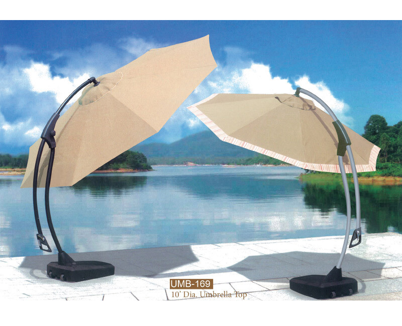10" Cantilever Umbrella Polyester Top, Flat Plastic Base