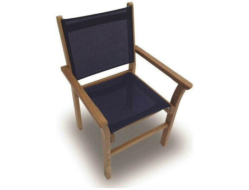 Royal Teak Collection Captiva Navy Sling Stackable Dining Arm Chair
