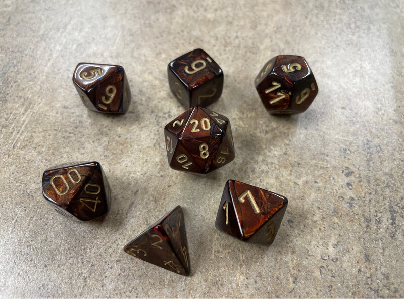 Scarab Blue Blood / Gold Polyhedral 7 Dice Set