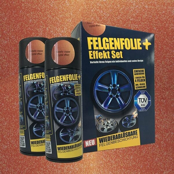 FELGENFOLIE+ Effekt Set, 2 x 400 ml, Kristalleffekt, Firebelly Copper Crystal Effect