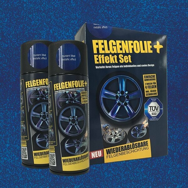 FELGENFOLIE+ Effekt Set, 2 x 400 ml, Metallic Effekt, Tsunami Blue Metallic Effect