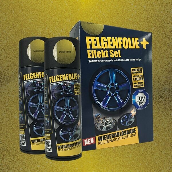 FELGENFOLIE+ Effekt Set, 2 x 400 ml, Metallic Effekt, Metallic Gold