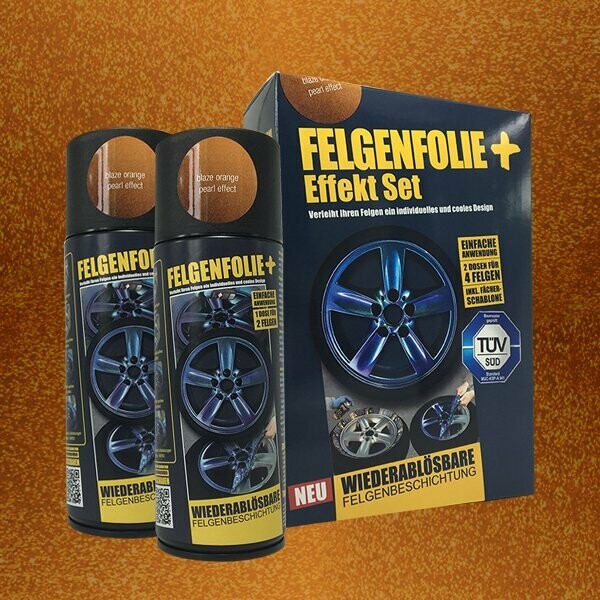 FELGENFOLIE+ Effekt Set, 2 x 400 ml, Perleffekt, Blaze Orange Pearl Effect