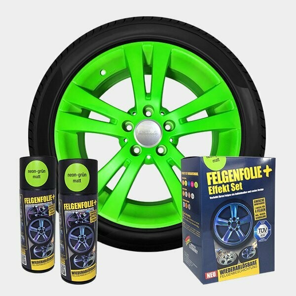 FELGENFOLIE+ Effekt Set, 2 x 400 ml, neon-grün