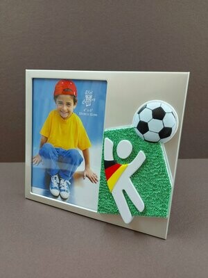 Fotorahmen " Fußball " für Fotogröße 10 x 15 cm Silber