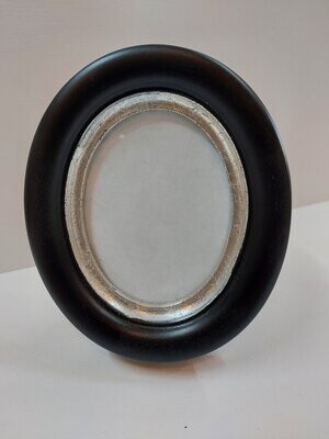 Fotorahmen " Oval " schwarz / Silber für Fotogröße 7 x 9 cm